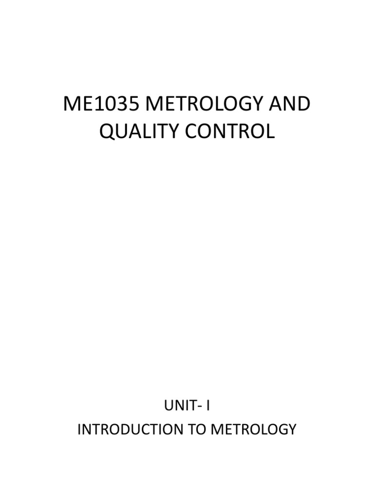 Metrology & Quality Control Basics | PDF | Metrology | Measurement