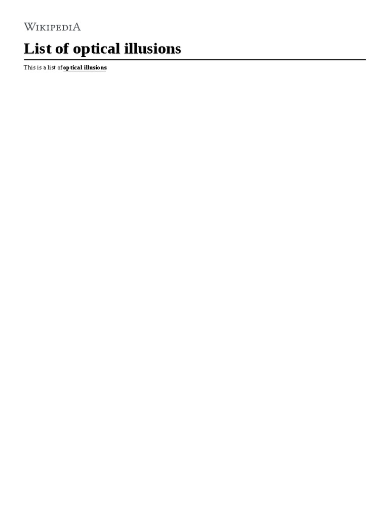 List of Optical Illusions | PDF | Illusion | Perception