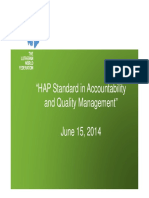 "HAP Standard in Accountability and Quality Management" and Quality Management" June 15, 2014