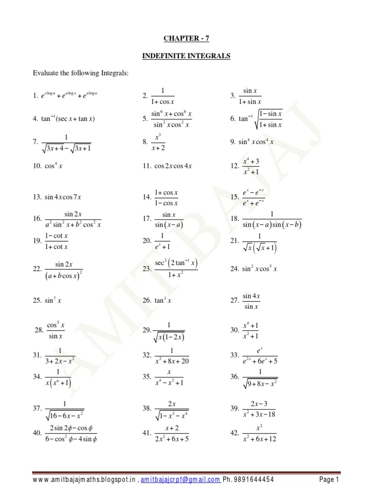 Evaluating Indefinite Integrals | PDF