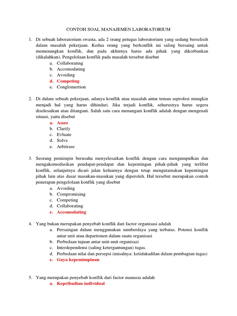 Soal Manajemen Laboratorium