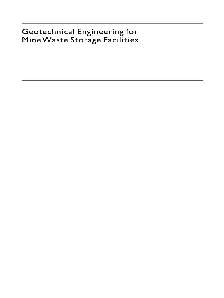 Geotechnical Engineering For Mine Waste Storage Facilities Pdf Pdf