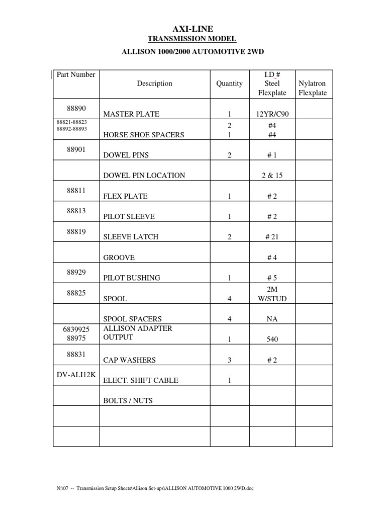 Allison Automotive 1000 2wd PDF