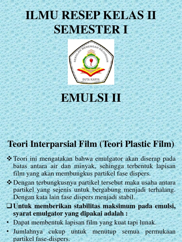 Contoh Resep Emulsi Dan Cara Kerjanya - Simak Gambar Berikut