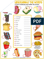 Fast Food Vocabulary Esl Unscramble The Words Worksheet For Kids