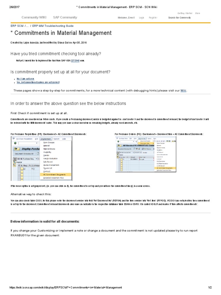 Commitments in Material Management - ERP SCM - SCN Wiki | PDF | Wiki ...