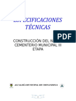 Especificaciones Tecnicas Construcción Del Nuevo Cementerio Municipal III Etapa