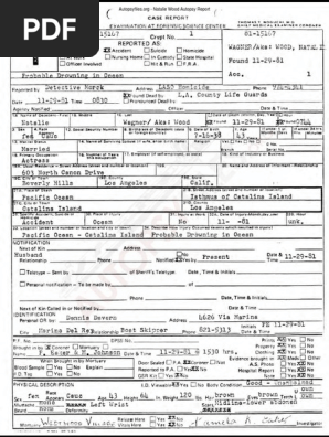 Wood, Natalie Autopsy