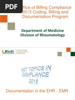 Rheumatology Office of Billing Compliance 2015 Coding, Billing and Documentation 9-18-2015