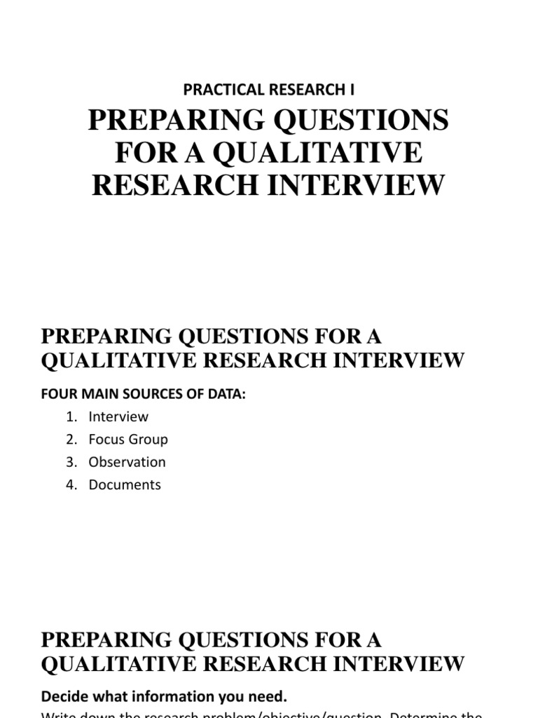 Preparing Questions For A Qualitative Research Interview | Interview ...