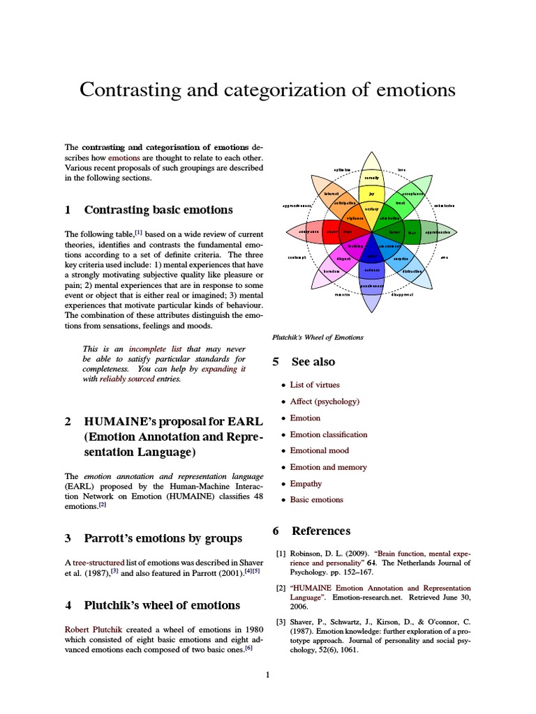 Plutchik's Wheel of Emotions Explained | PDF | Emotions | Subjective ...
