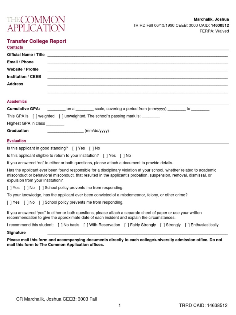 Transfer College Report Contacts PDF Common Law Misconduct