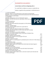 List of Important Idioms and Phrases Beginning With A: Downloaded From WWW - Qmaths.in