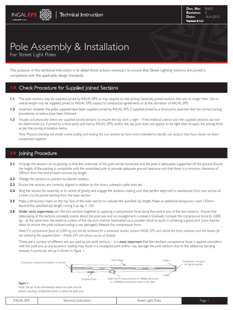 Pole Assembly and Installation For Street Light Poles | PDF | Elevator ...