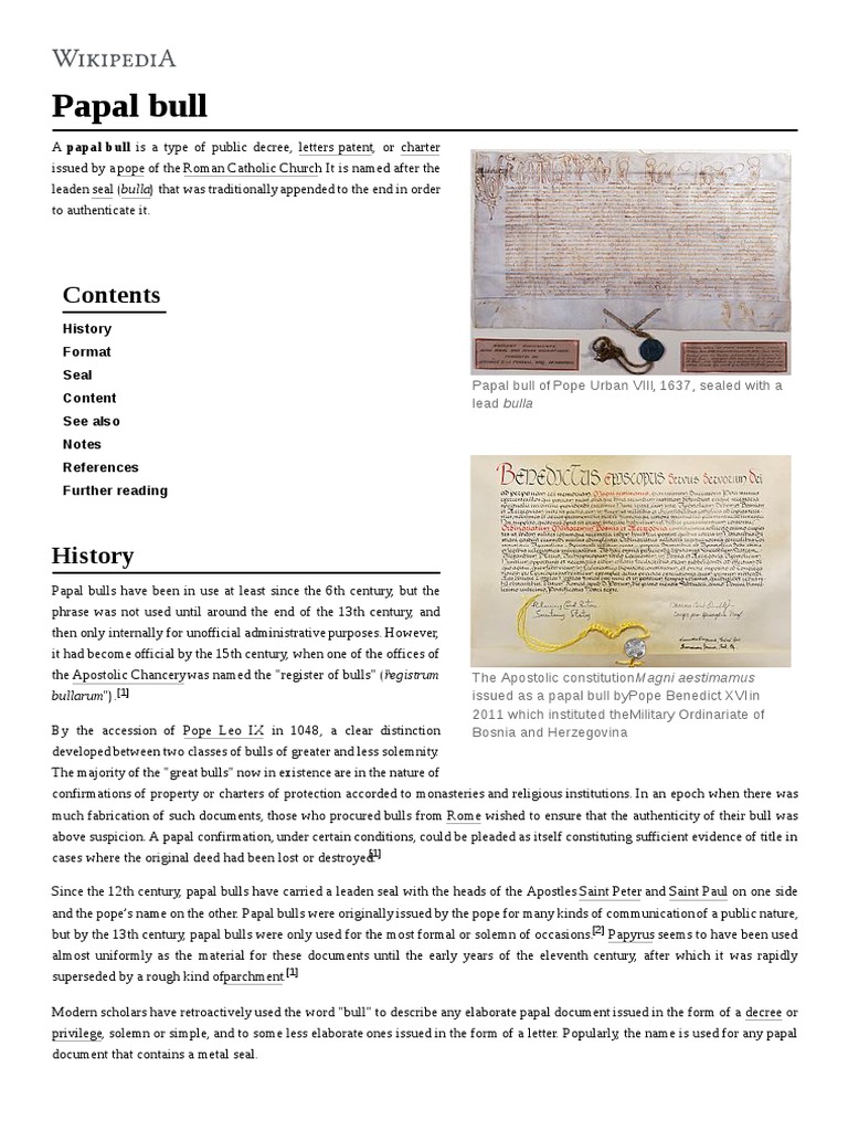 Papal Bull | PDF | Catholic Theology And Doctrine | Catholic Church
