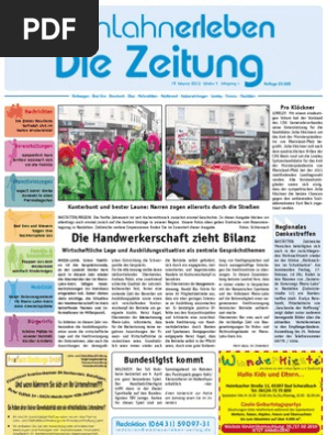 Rheinlahn Erleben Kw 07 19 02 2010 Die Zeitung Als E Paper