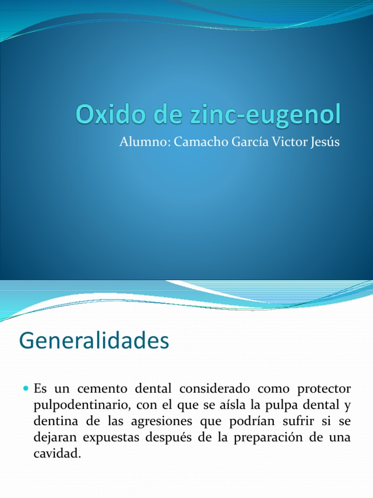 Oxido de Zinc-Eugenol | PDF | Óxido de zinc | Zinc