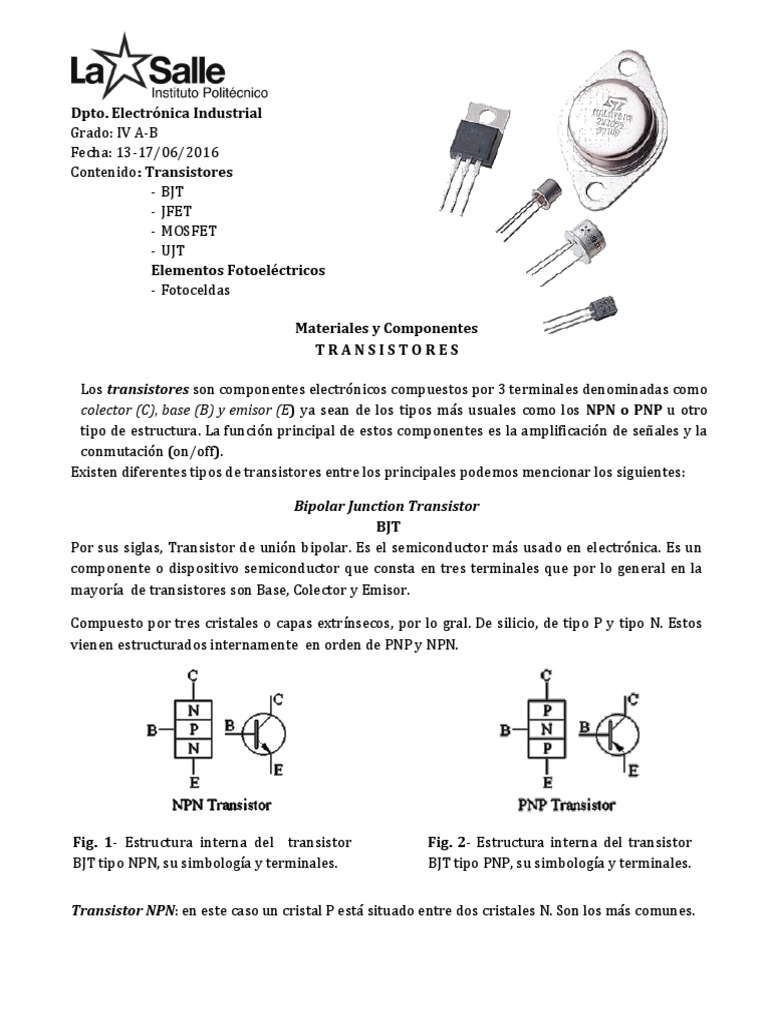 Tipos y Estructura de Transistores | PDF | Transistor | Mosfet