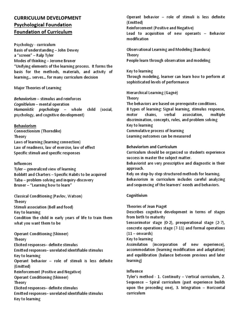 Curriculum Development Psychology | PDF | Constructivism (Philosophy Of ...