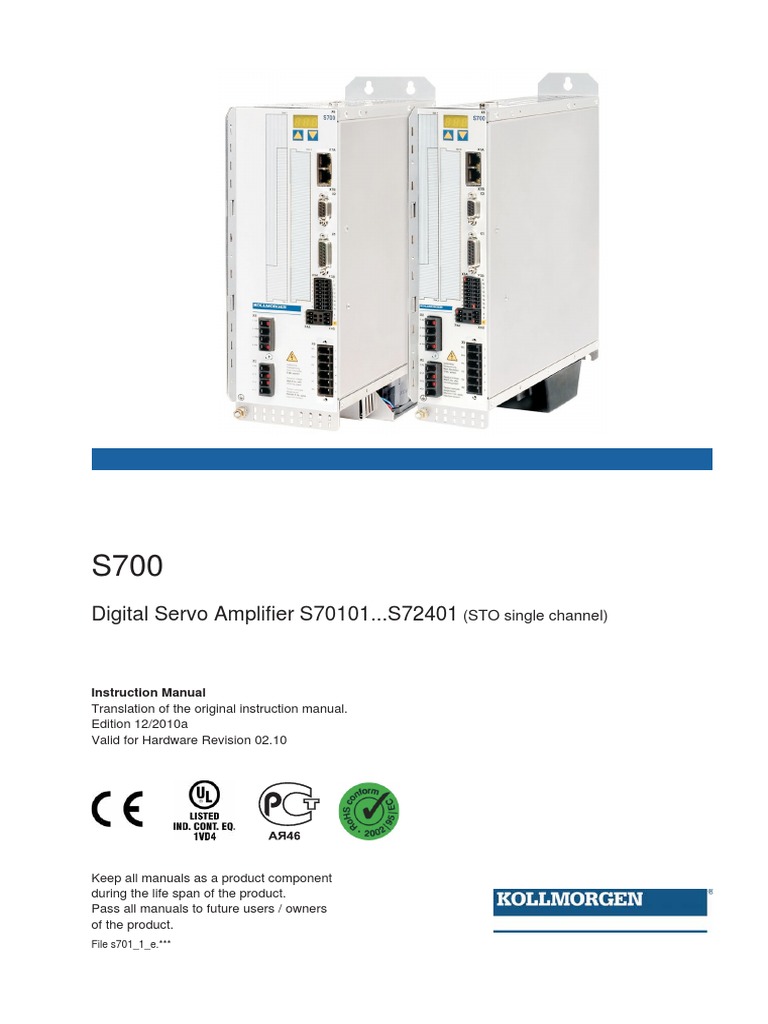 Kollmorgen S700 Servo Drive S70101-S72401 STO Single Channel - En-Ek ...