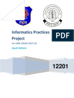 Cbse Class Xii Informatics Practices Ready-To-Print Project