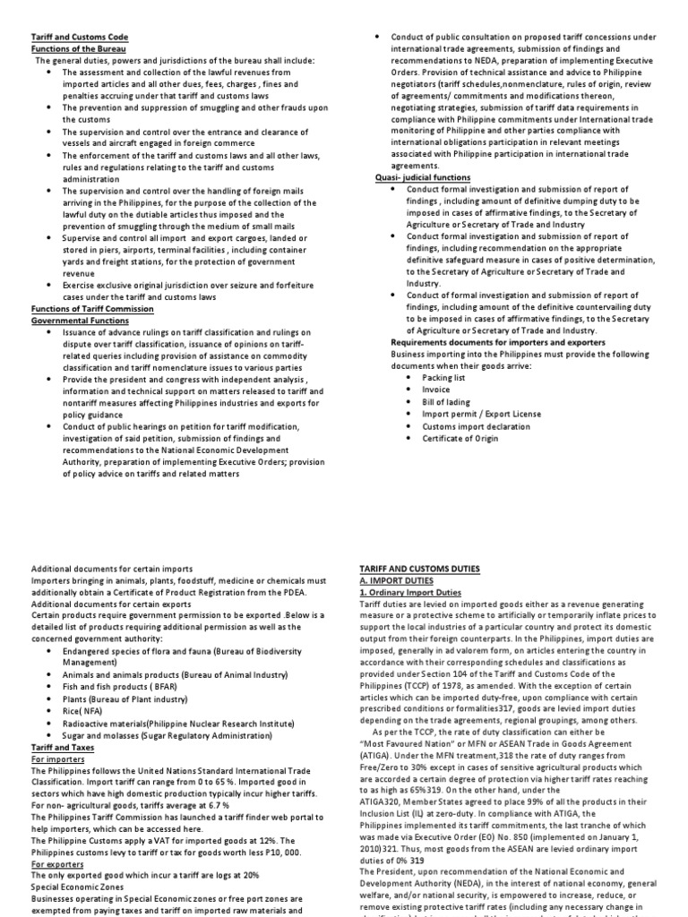 Tariff and Custom Code PDF Dumping (Pricing Policy) Tariff