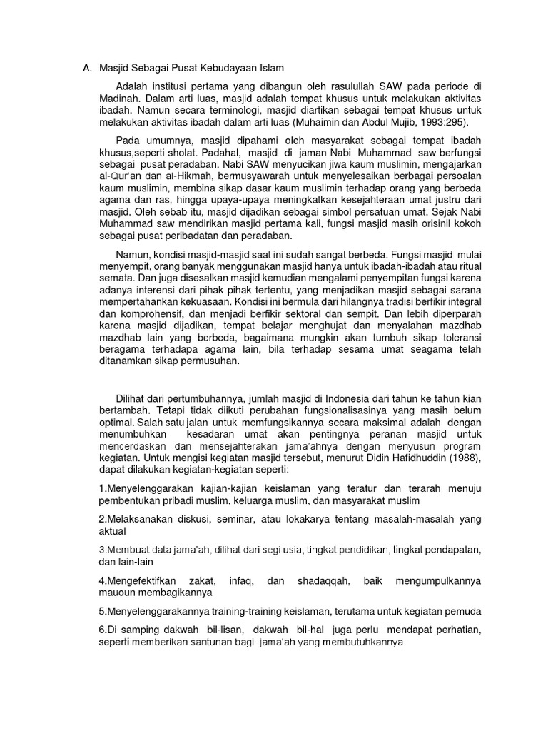 Peran Masjid sebagai Pusat Kehidupan Sosial dan Religius di Desa Bendasari