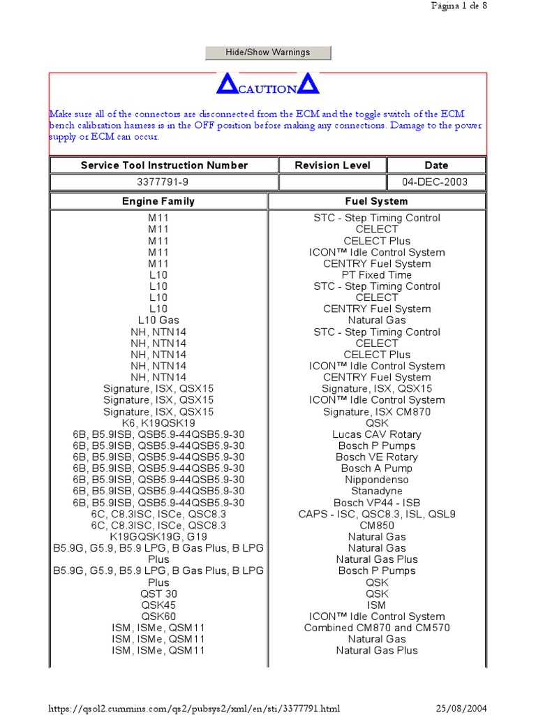 Cummins Service Tool Bench Calibration 3377791 PDF PDF Electrical