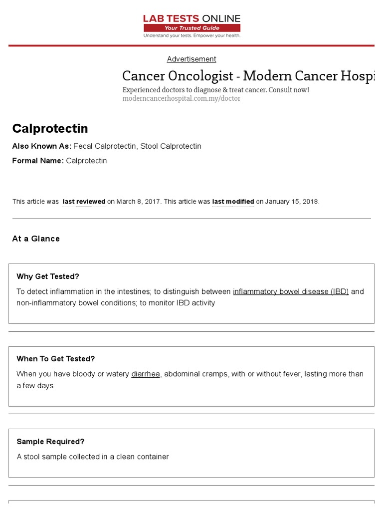 Fecal Calprotectin | PDF | Inflammatory Bowel Disease | Human Feces