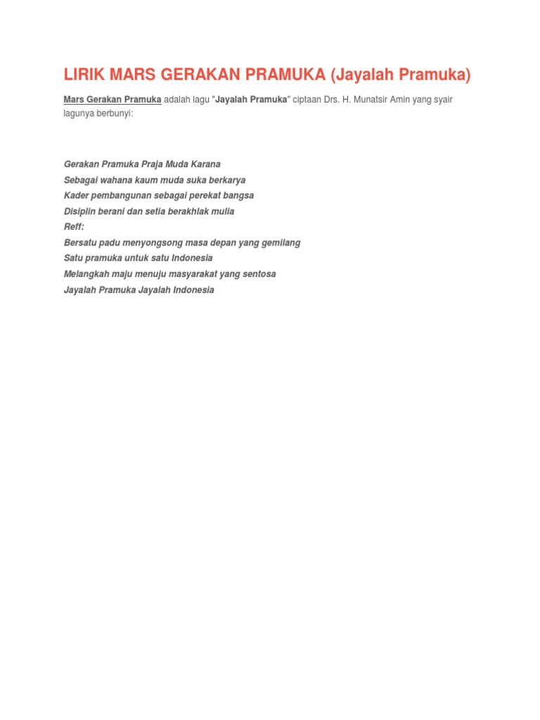 Lirik Mars Gerakan Pramuka Pdf