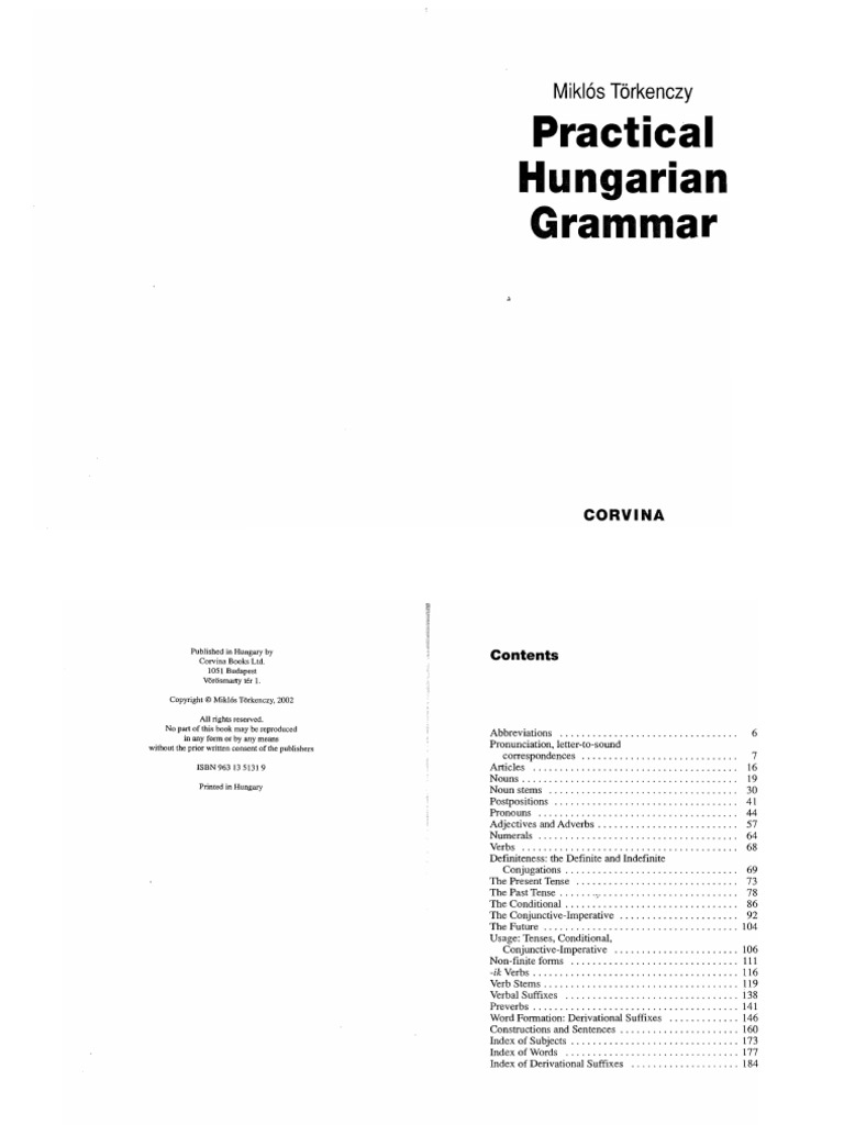 Practical Hungarian Grammar PDF | PDF | Language Arts & Discipline ...