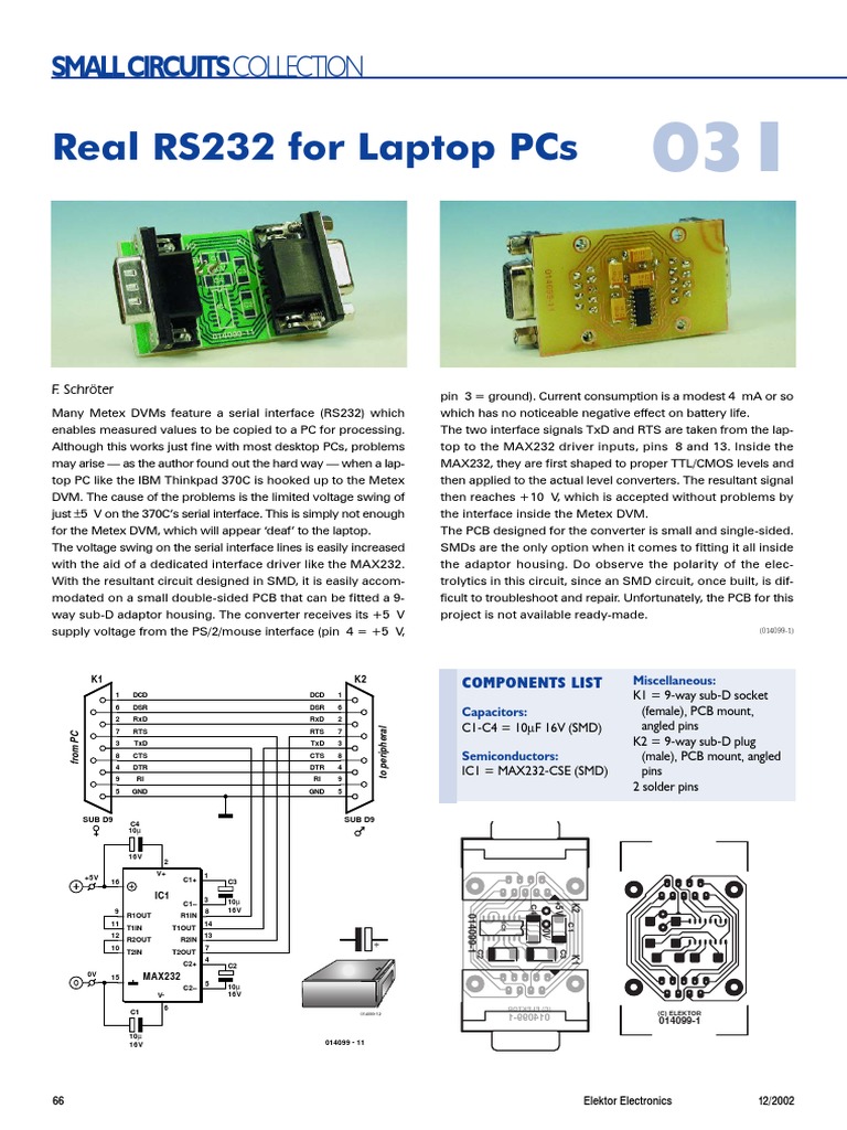 Real Rs232 For Laptop PCS: Small Circuitscollection | PDF | Personal ...