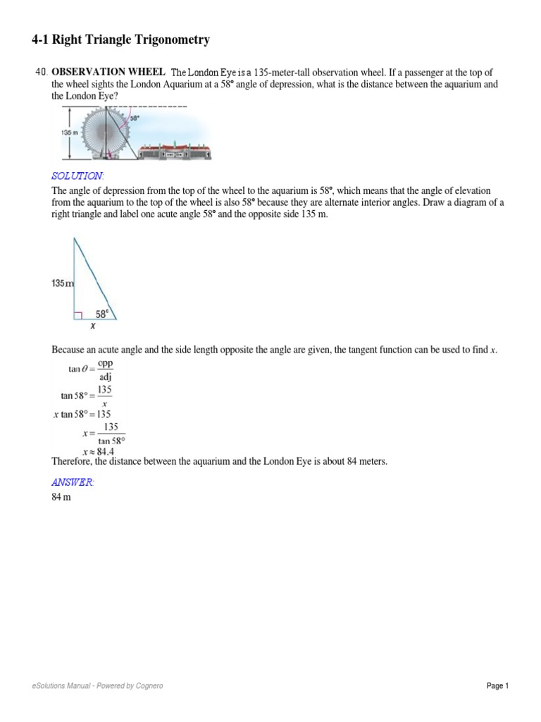 41 Right Triangle Trigonometry PDF Triangle Trigonometric Functions