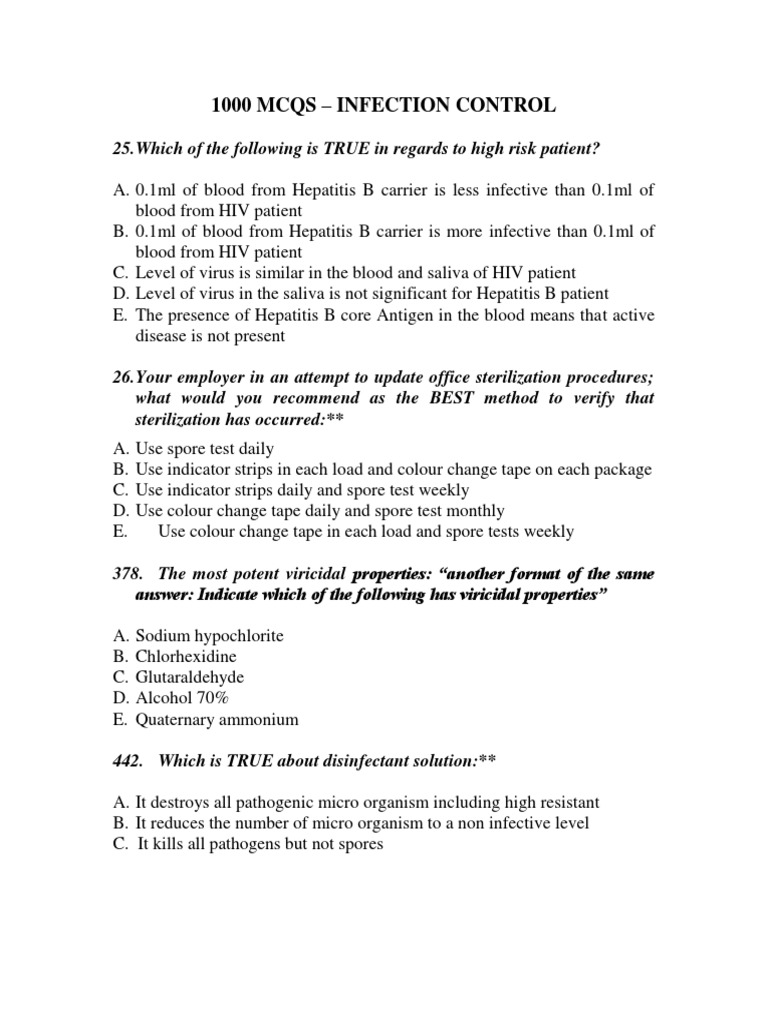 1000 Mcqs Infection Control PDF