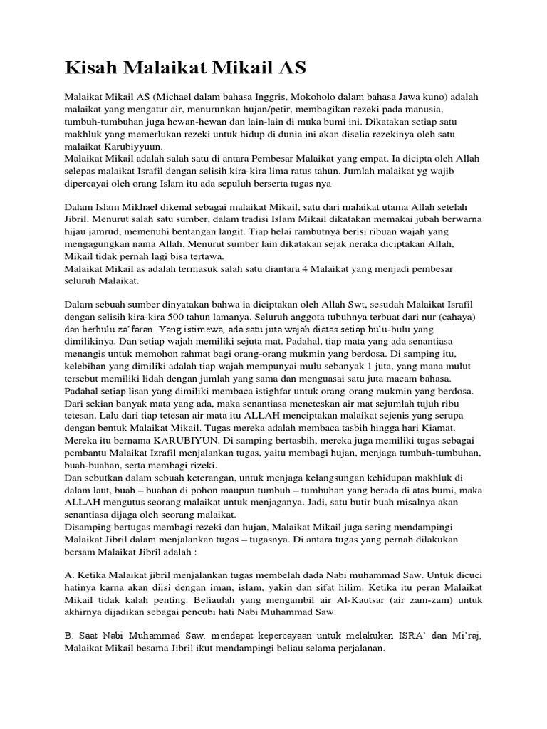 Kisah Malaikat Mikail