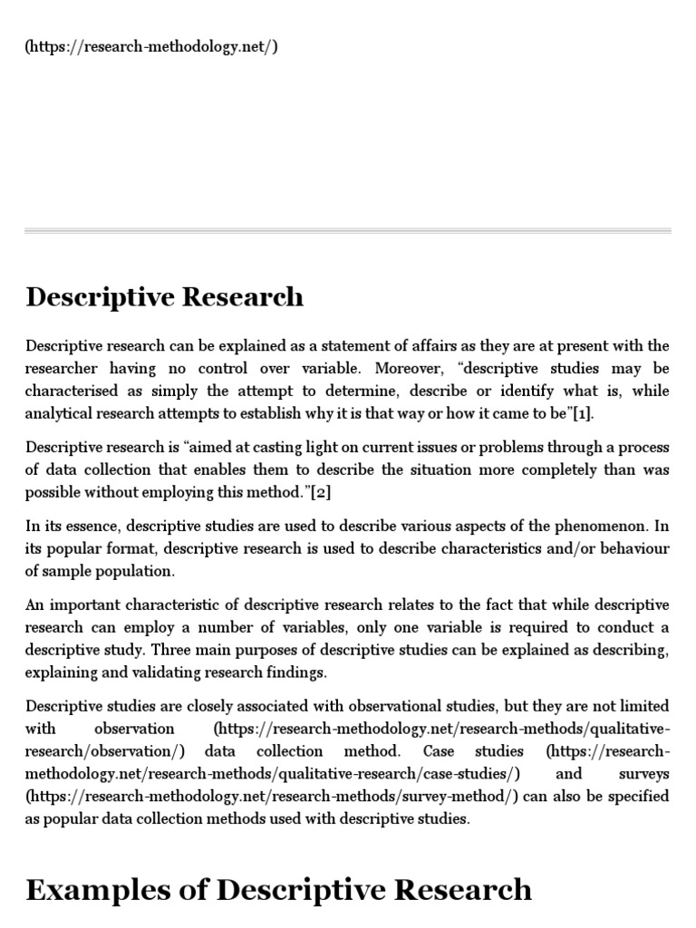 research methodology for descriptive research