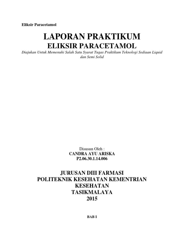 Optimal Dosing of Paracetamol Elixir PDF