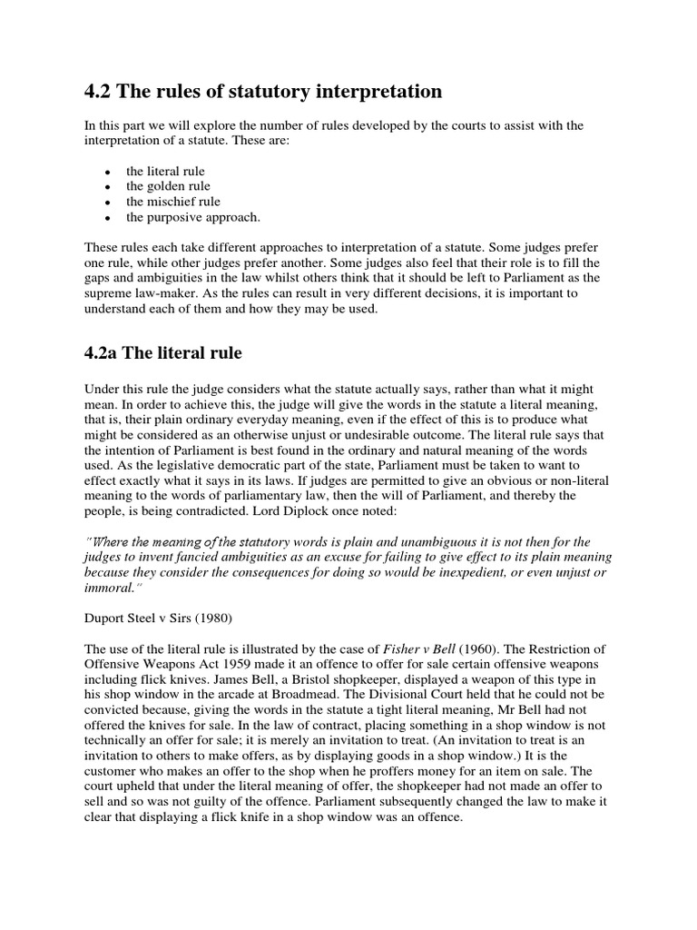4-2 The Rules of Statutory Interpretation PDF | PDF | Plain Meaning ...
