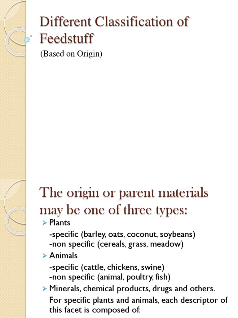 Different Classification of Feedstuff Animal Feed Cattle