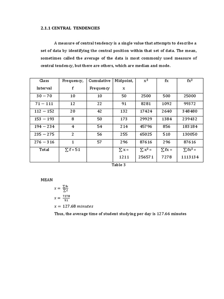 Central Tendency and Dispersion Measures | PDF | Mode (Statistics) | Median
