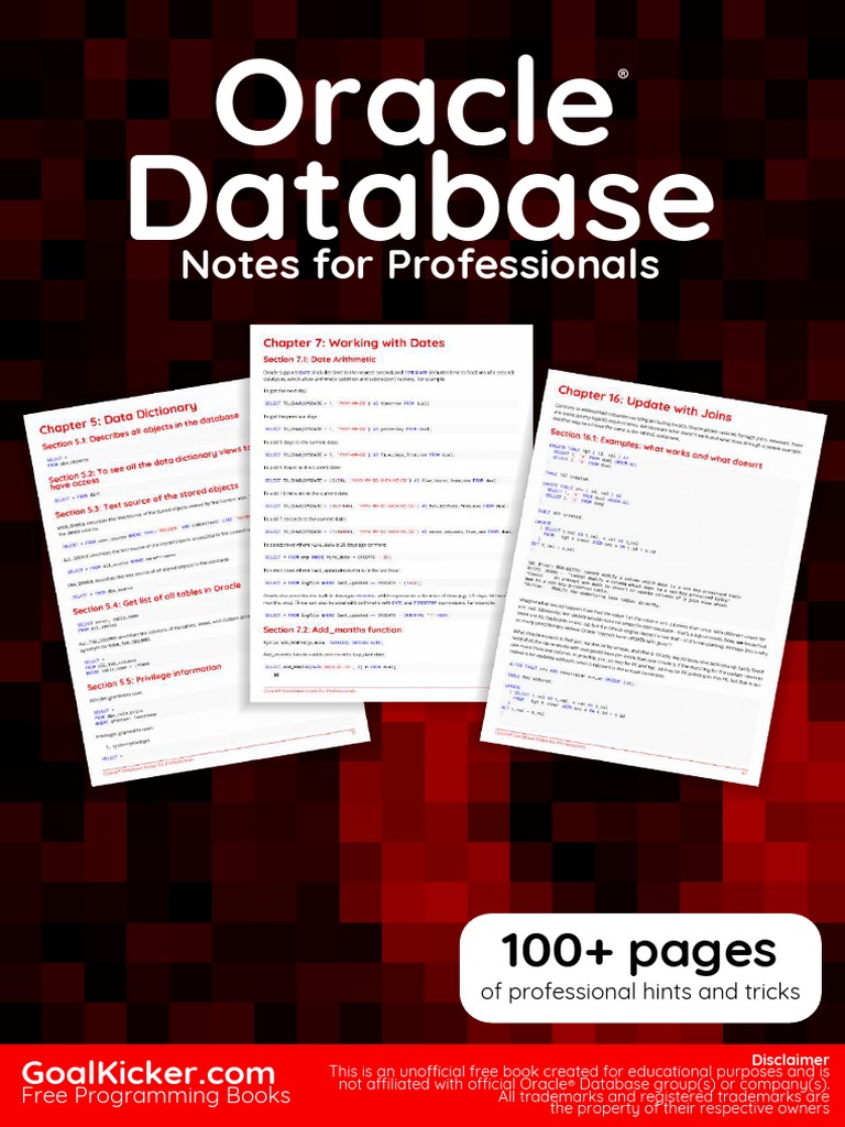 Oracle Database Notes For Professionals | PDF | Pl/Sql | Oracle Database