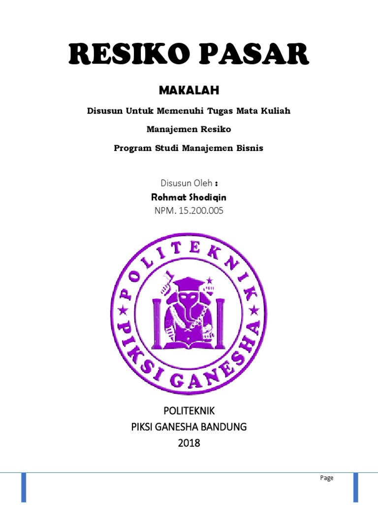 Makalah Manajemen Resiko Pasar