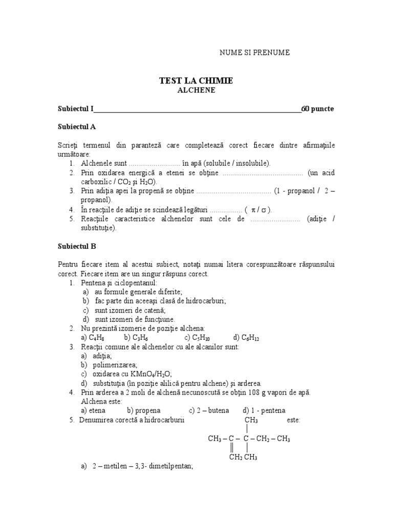 Test Alchene | PDF