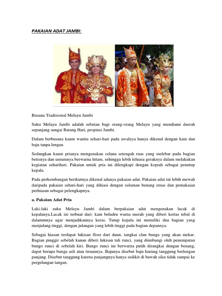 Makalah Pakaian Adat Jambi Baju Adat Tradisional
