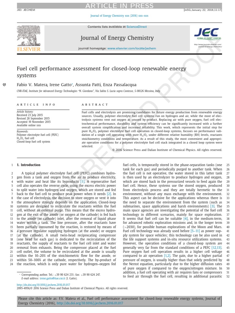 Matera 2016 Download Free PDF Fuel Cell Stoichiometry