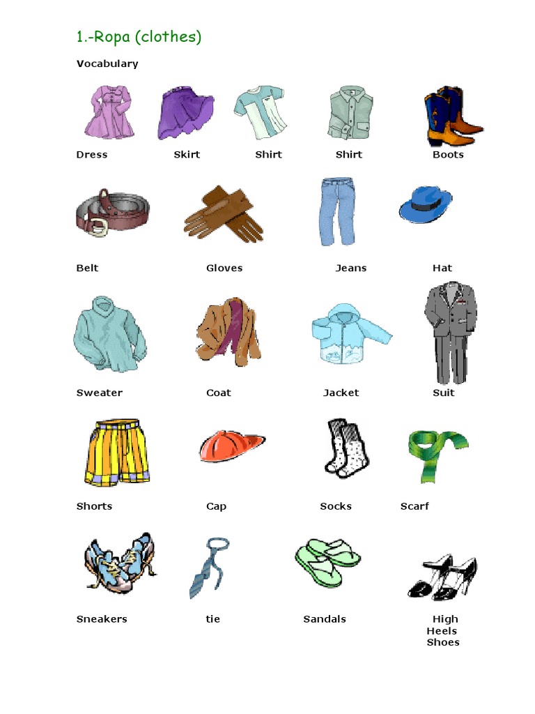 Clothing Vocabulary and Exercises | PDF | Language Arts & Discipline