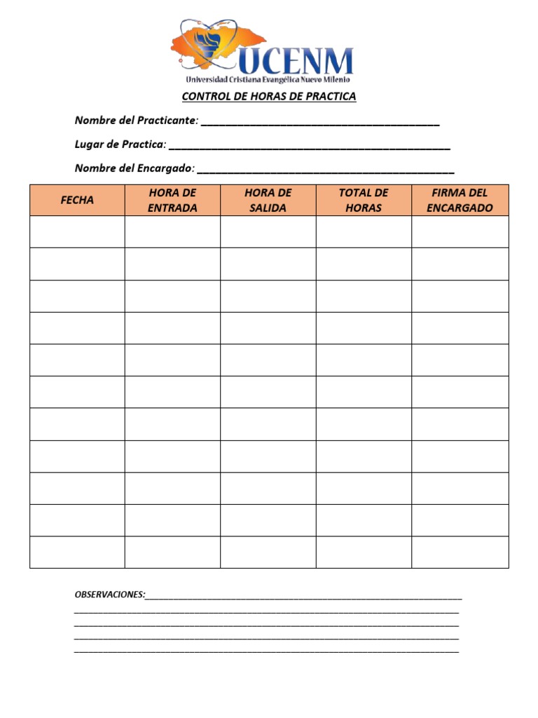 Control de Horas de Practica - 1 | PDF