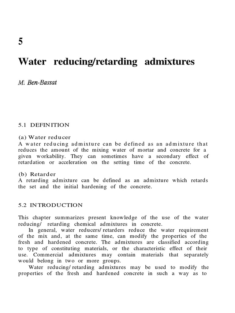 Water Reducing and Retarding Admixtures | PDF | Concrete | Composite ...
