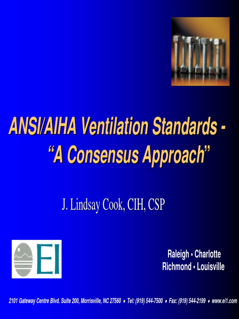 ANSI/AIHA Ventilation Standards " A Consensus Approach PDF