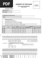 Admission Form PU 2010